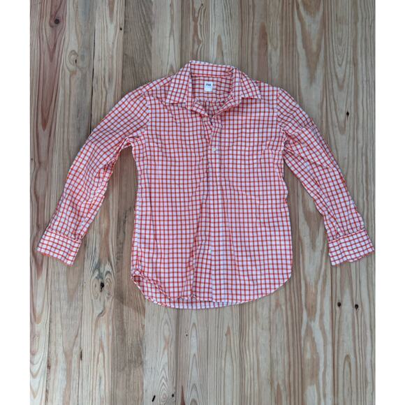 Gap Kids Orange Checkered Button Down Girls Size Large 10 Regular Cotton - Picture 1 of 8